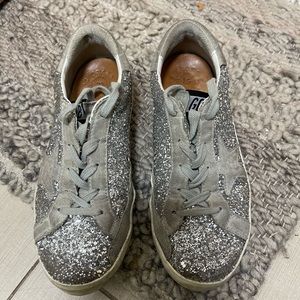Silver Glitter Golden Goose